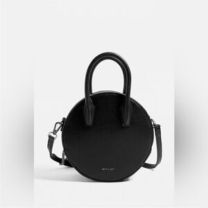 Matt & Nat Katesm Round Crossbody Bag Vegan Leather Black Mini Satchel